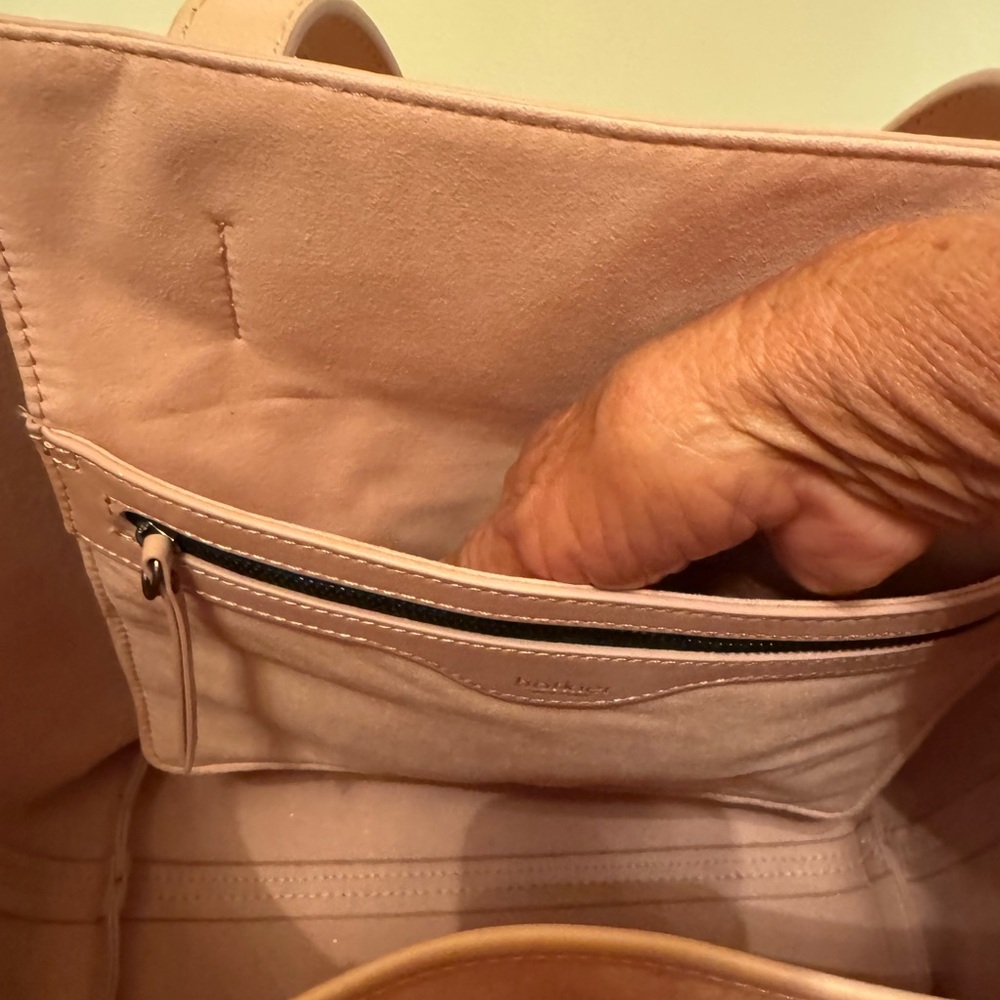 PRICE DROP:BOTKIER Lambskin LEATHER suede-lined SwanLake HighlineBLUSH PINK TOTE - Picture 7 of 13